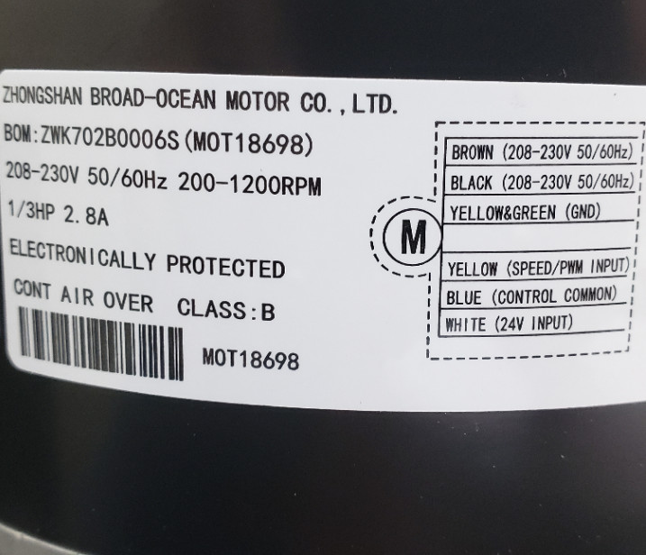 Trane ECM Condenser Fan Motor MOT18698